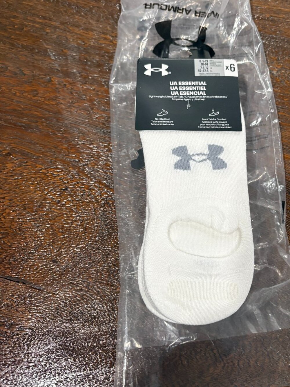 UA Essentials Under Armour Lightweight Ultra Low Tab Socks 6 pack X6 NEW 8.5-13
